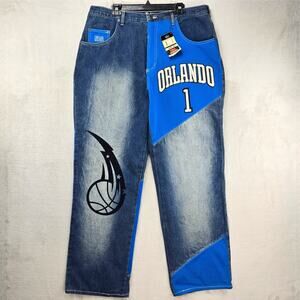 NWT NBA UNK Jeans 38x33 Tracy Mcgrady Orlando Magic Baggy Denim Y2K Vintage 90s